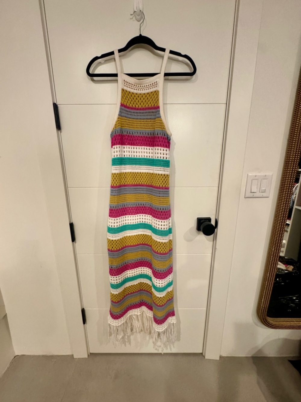 525 America Multicolor Crochet Maxi Dress with Fringe